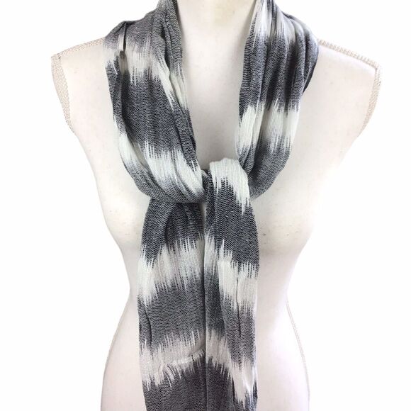 Collection 18 Women’s Heather Grey White Woven Stripe Rectangle Scarf 12x96 - Picture 9 of 16